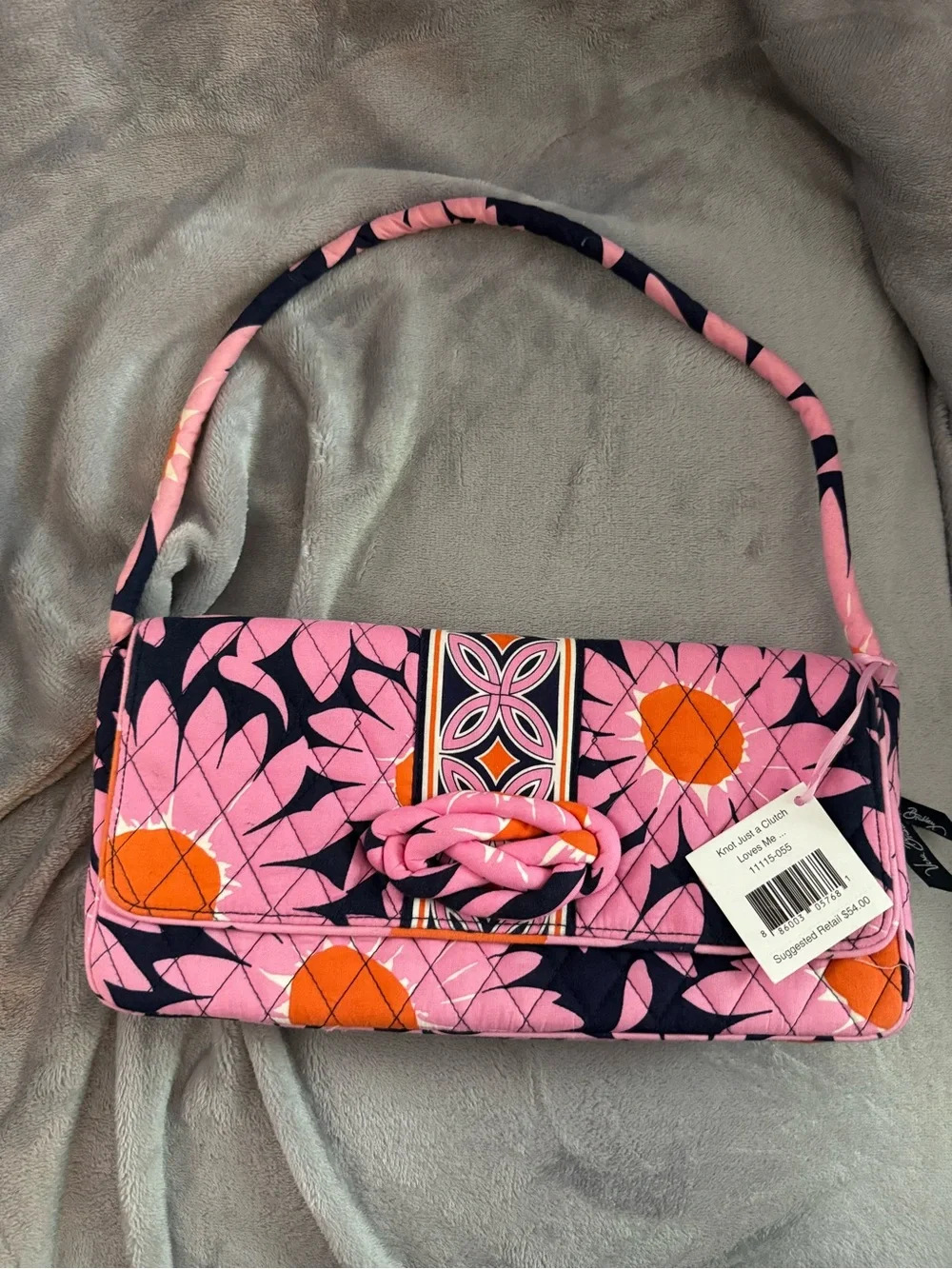 Knot Just a Clutch in Loves Me Vera Bradley Pink and Orange Quilted NWT